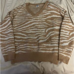 tan zebra print sweater oversized, never worn
